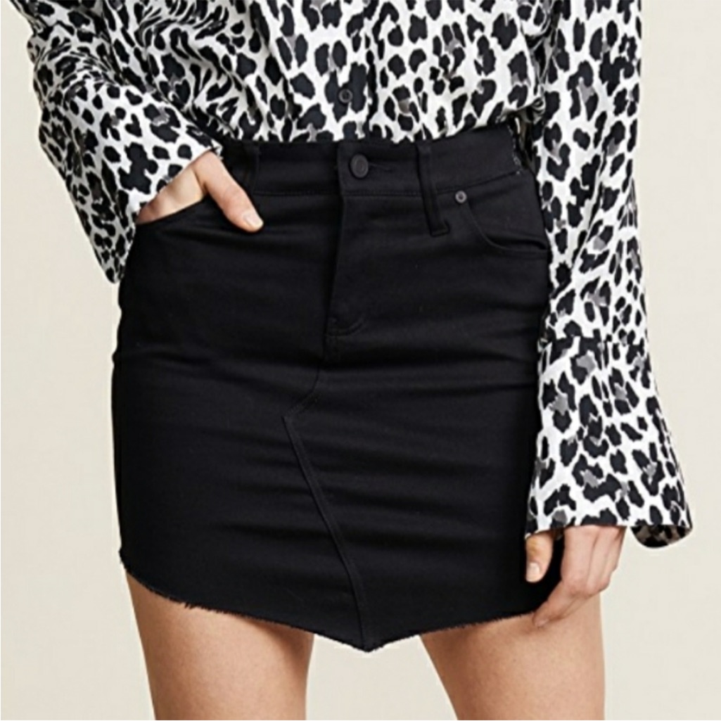 Rta Simone Denim & Vinyl Skirt In Black